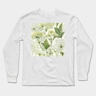 Watercolor Wildflower Queen Anne's Lace Pattern 1 Long Sleeve T-Shirt